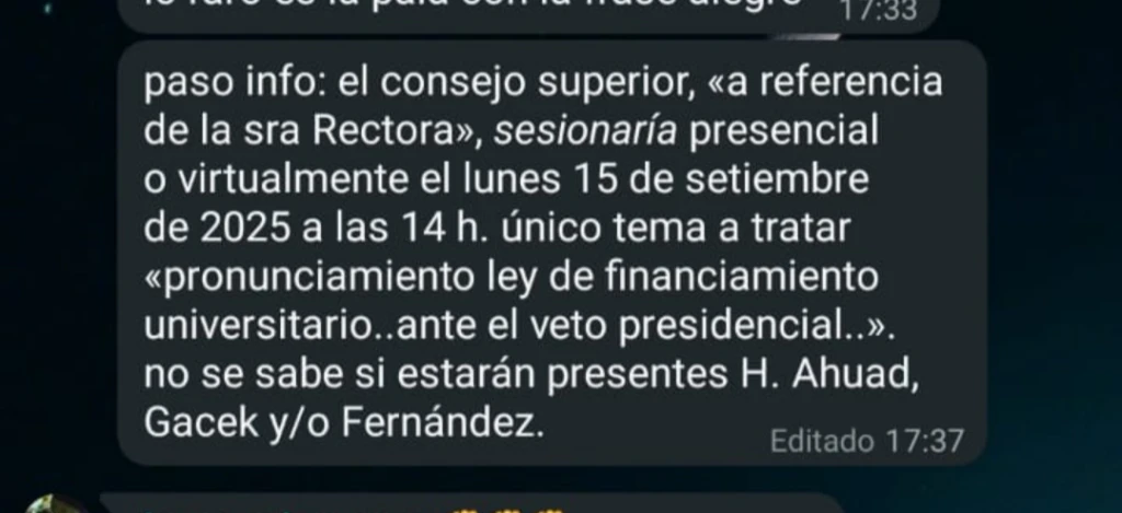 Comunicación rectoral